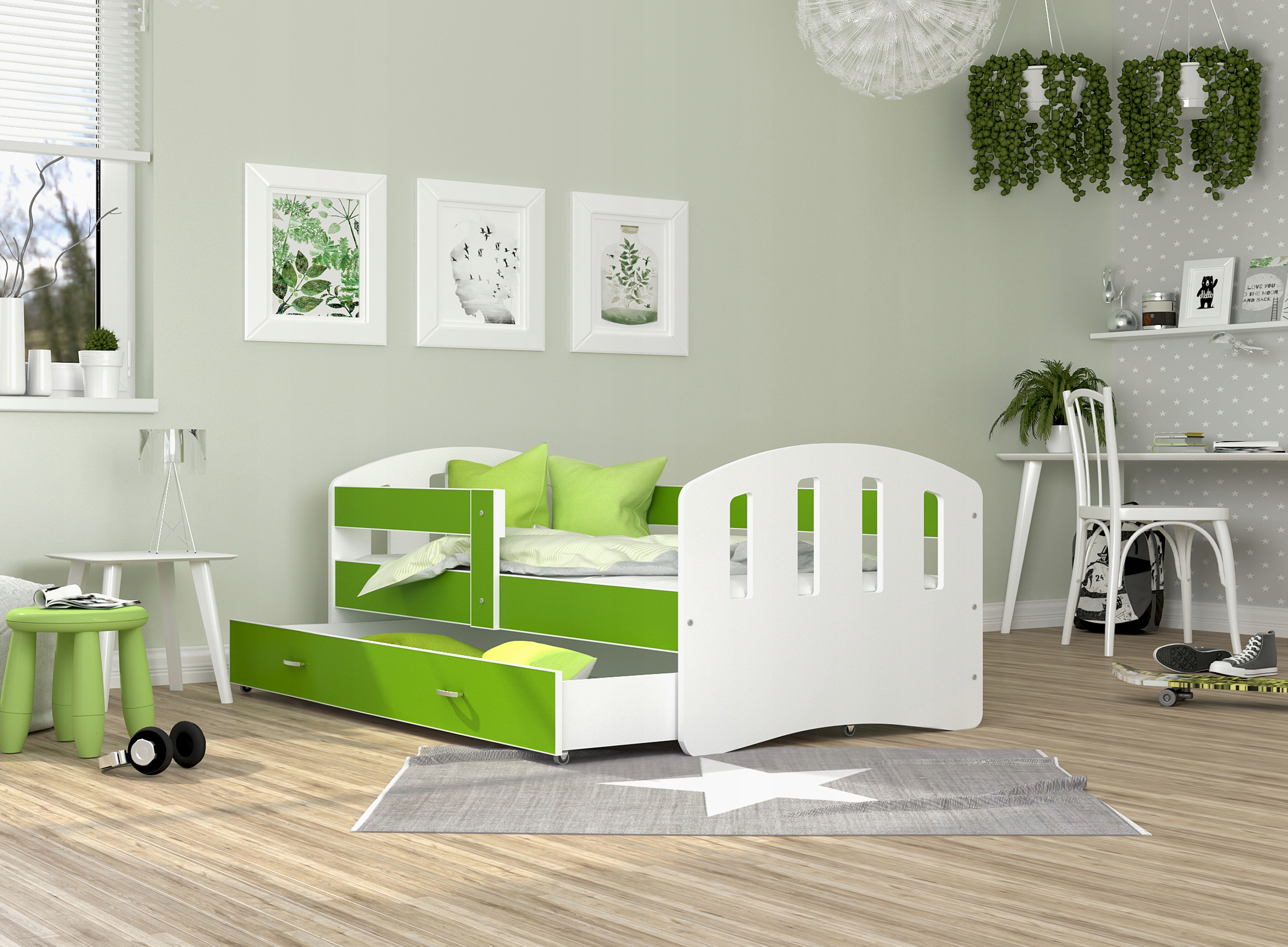 Łóżko HAPPY 180x80 + szuflada + materac Długość 180 cm