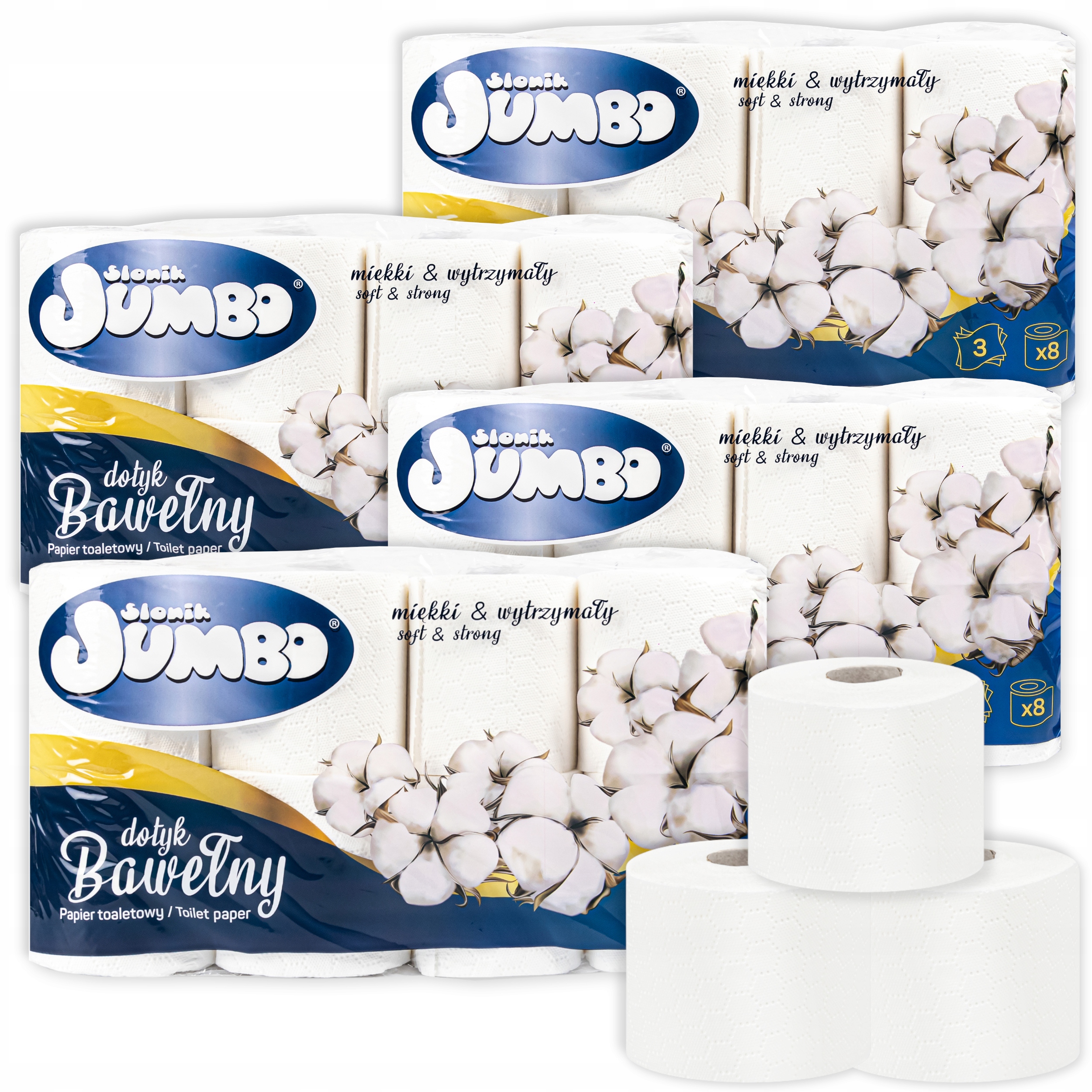 

Papier toaletowy Słonik Jumbo Bawełna 3W 8 szt x4