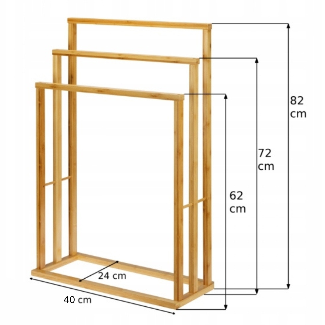 DREWNIANY WIESZAK NA RĘCZNIKI STOJAK BAMBUSOWY X3 Marka bez marki