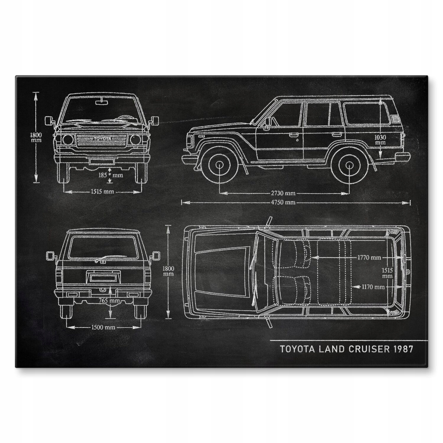 Kovový plakát Toyota Land Cruiser Auto Automobilový patent Slate