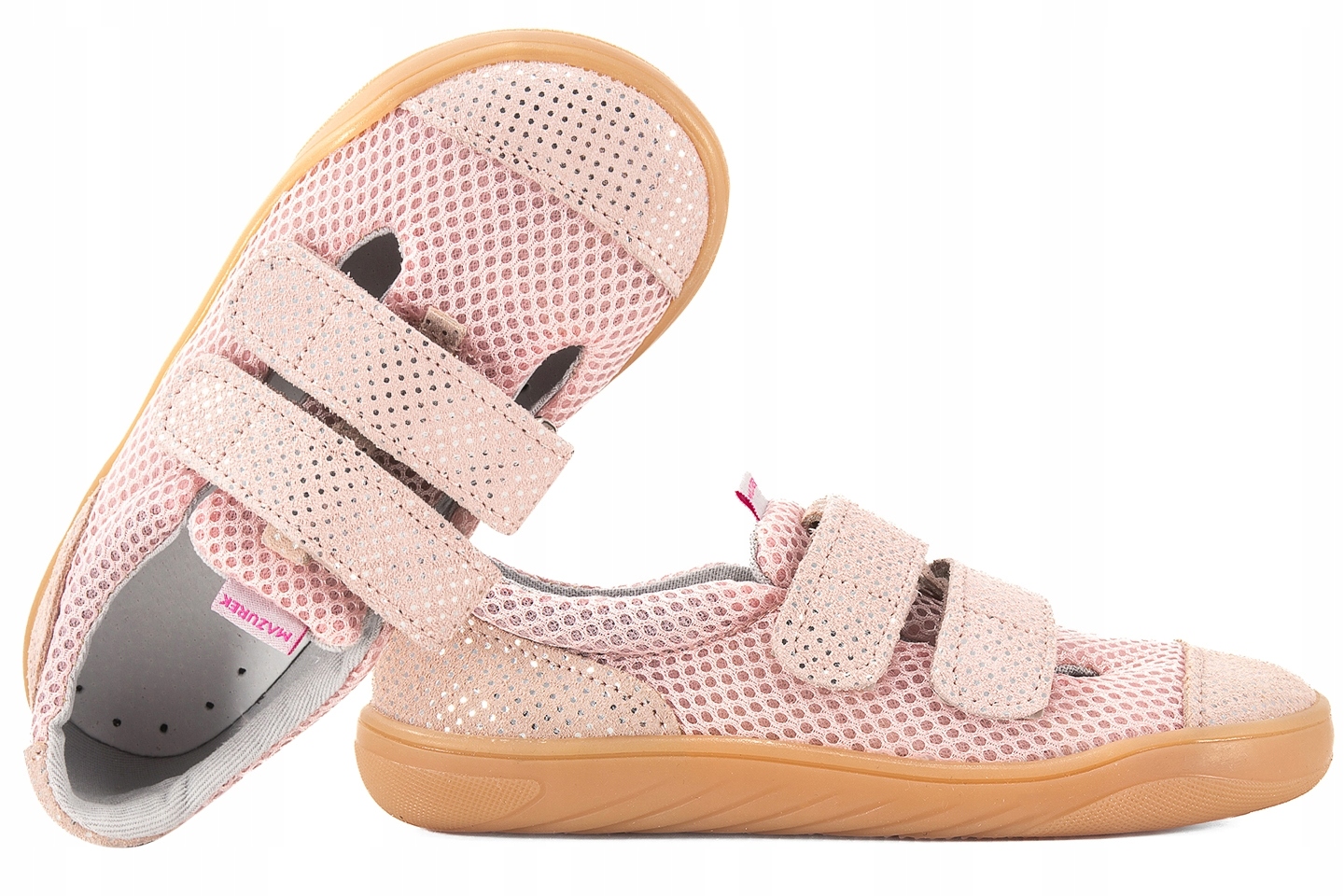 Mazurek Slipper Powdery Dots Barefoot Skórzano-tekstylne Półbuty Kapcie 28