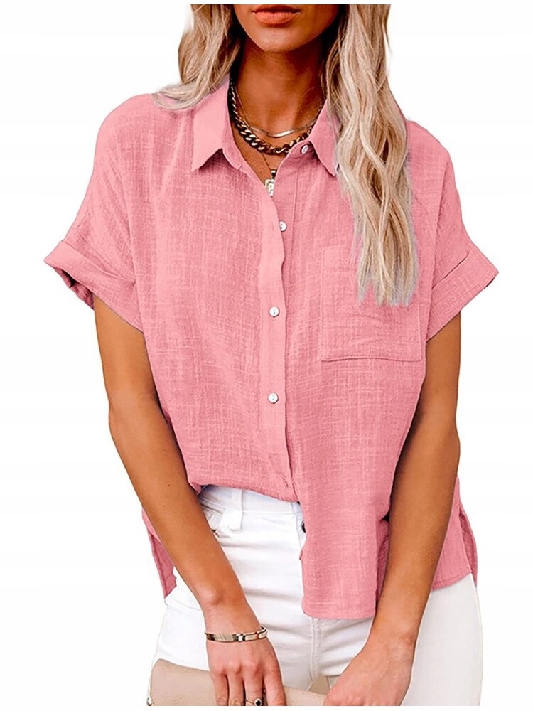Bluzka koszulowa damska koszula lniana rozpinana