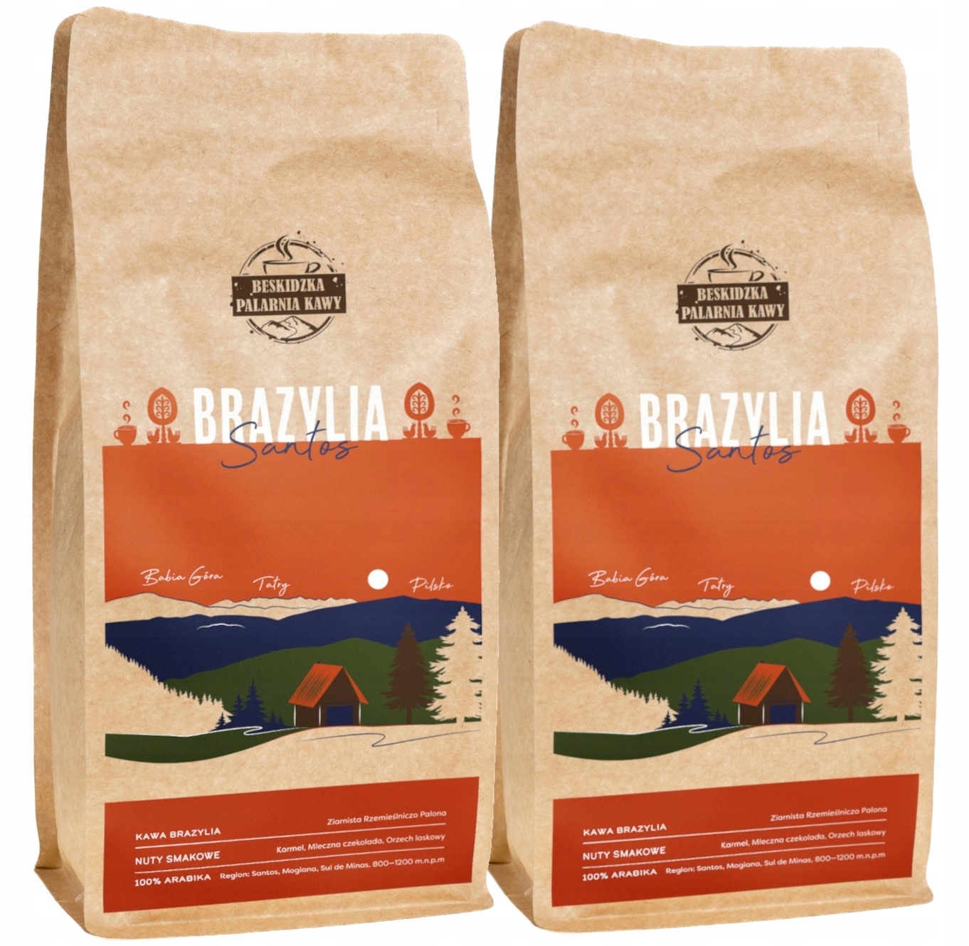 Levně Čerstvě Pražená Mletá Káva Brazílie Santos 2x1 kg 100% Arabica Speciality