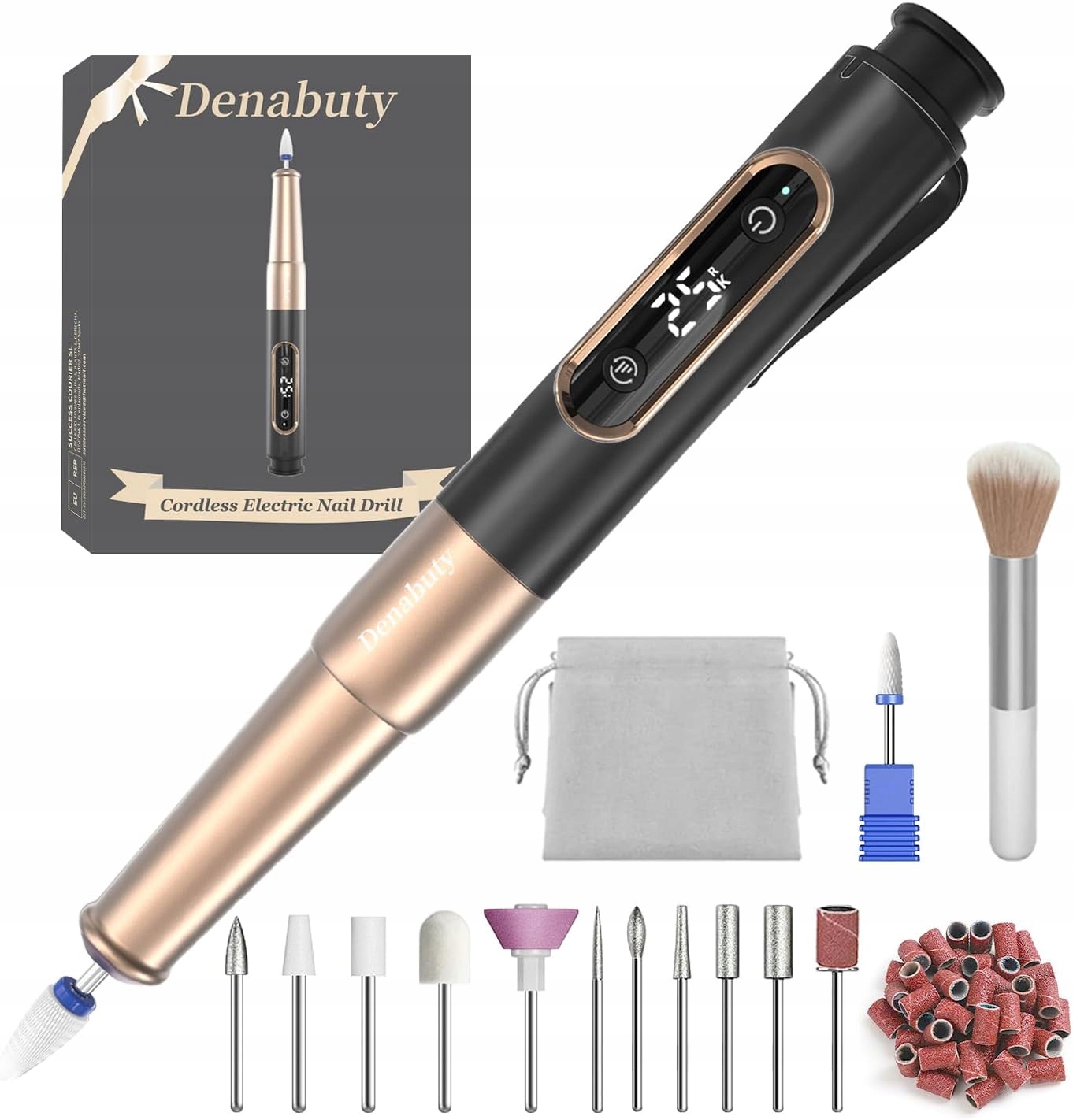 Denabuty 25000 ot/min bezdrátová Usb bruska na nehty