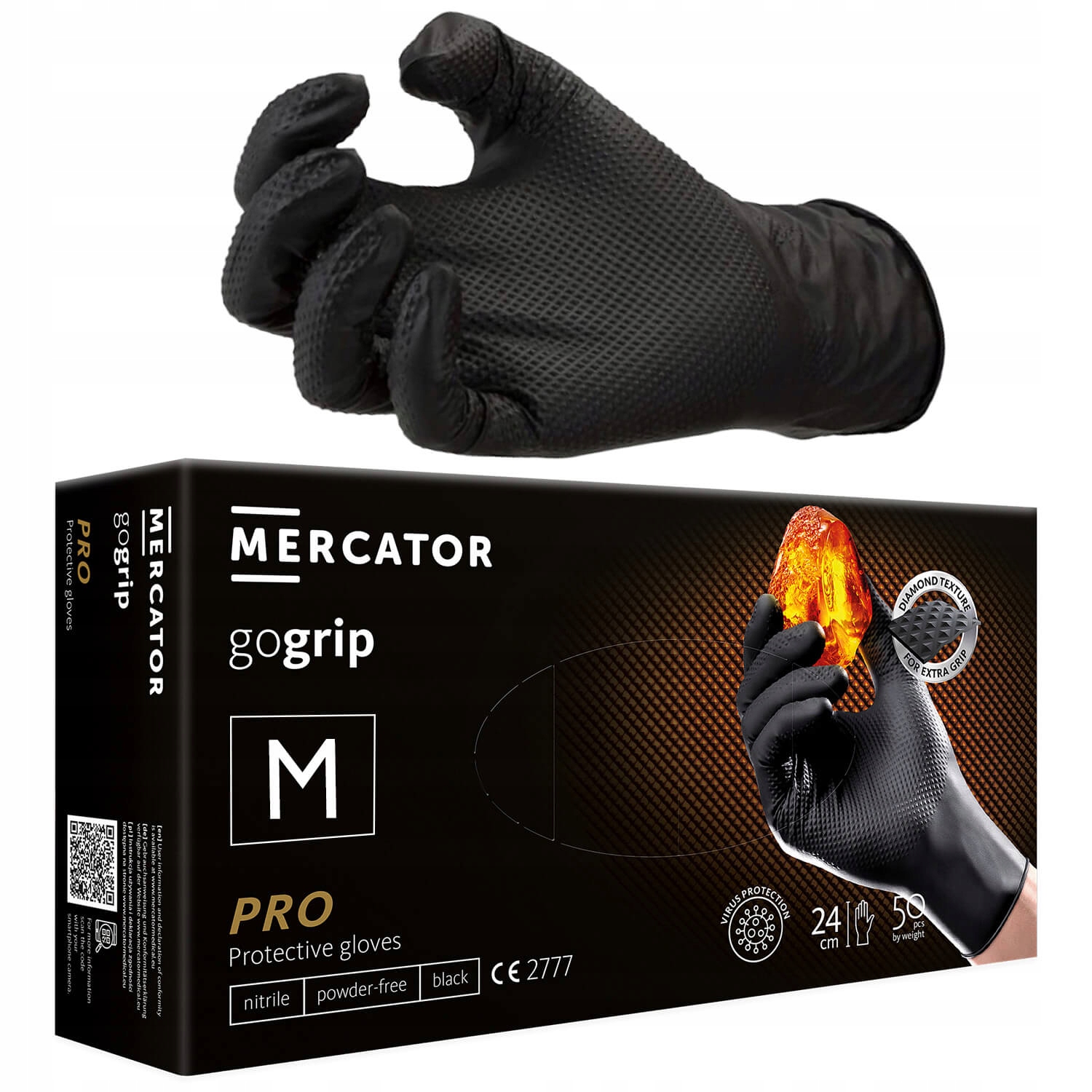 Нитриловые перчатки Gogrip Black Mercator Medical 50 шт.