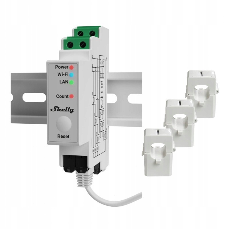 Počítadlo elektrickej energie Shelly Pro 3EM V2 WiFi/Bluetooth/Matter