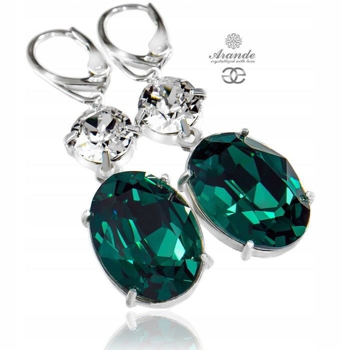 Krystaly Náušnice Emerald Crystal Stříbro Certifikát