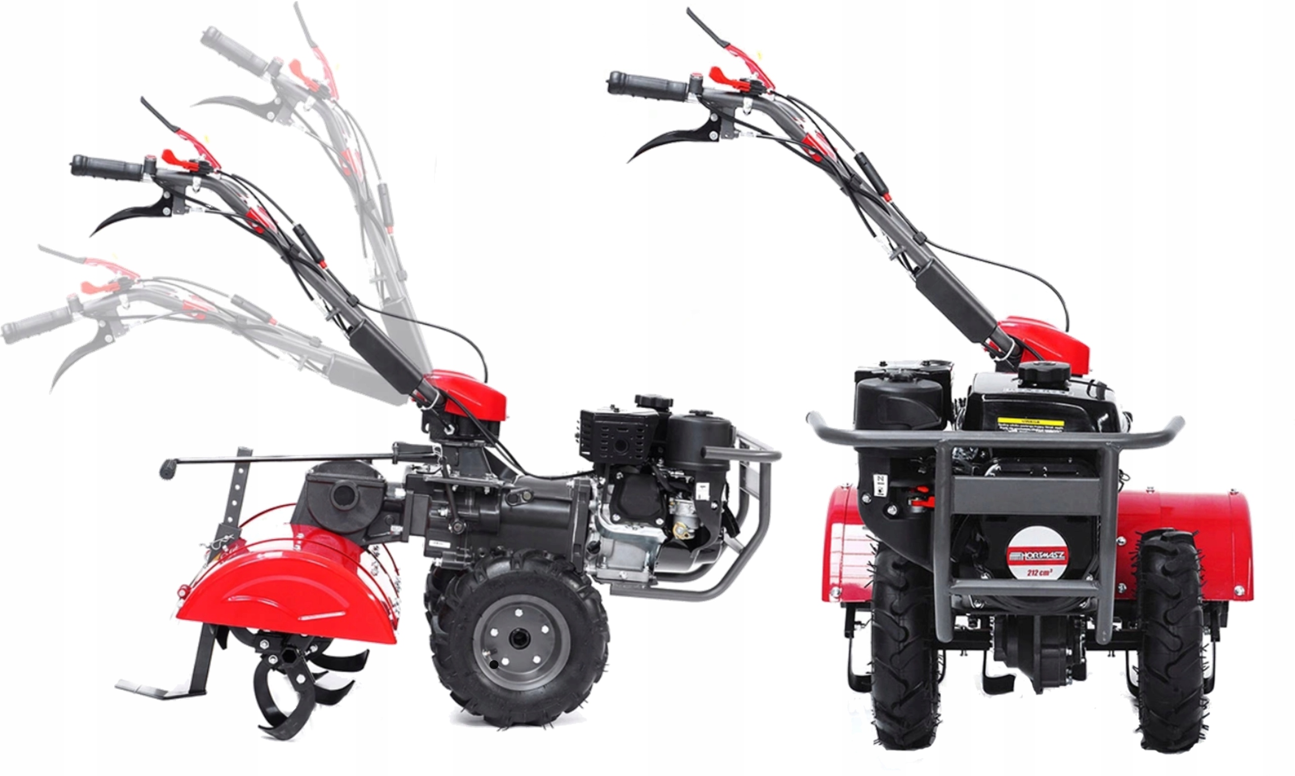 GLEBOGRYZARKA Hortmasz 7.0KM NAPĘD 3-Biegi DZIK 42-62cm Koła+Pług+Konsola! Głębokość robocza max 350 mm