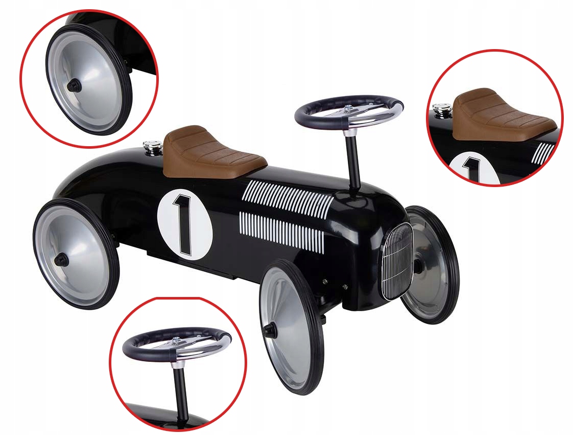 

Metalowy Jeździk Pchacz Retro na roczek Goki