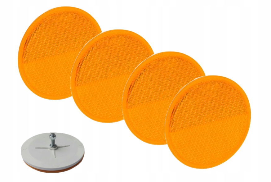 ZESTAW ODBLASKÓW OBLASK ŻÓŁTY OKRĄGŁY DO PRZYCZEP 78mm PRZYKRĘCANY 4 SZTUKI