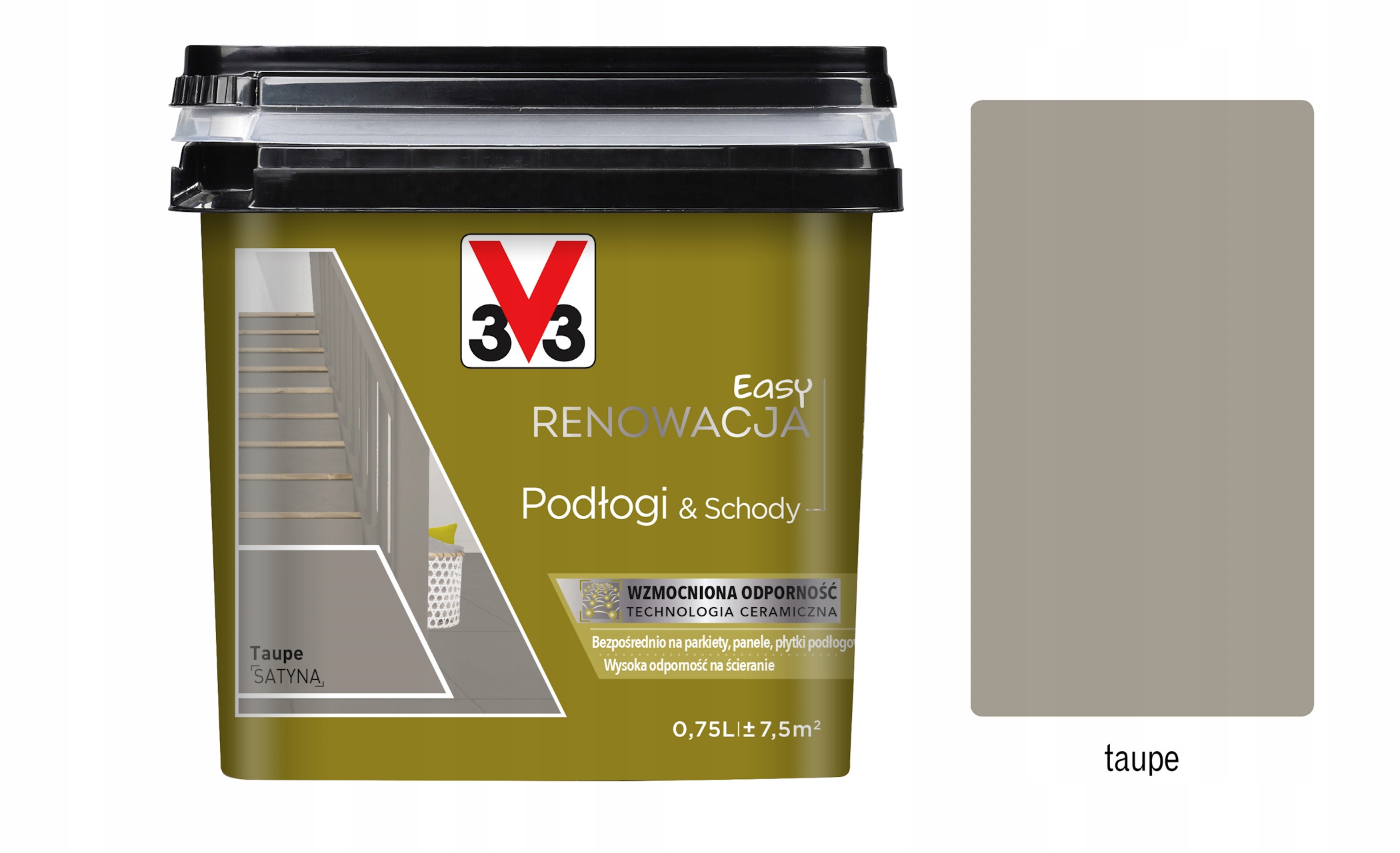 V33 Farba do Płytek Podłogi I Schody 0,75L Taupe satyna