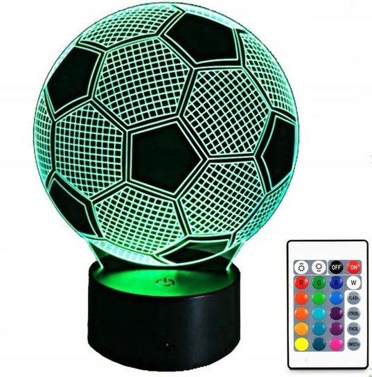 LAMPKA NOCNA PIŁKA NOŻNA 3D LED PREZENT DLA DZIECI NA MIKOŁAJA ŚWIĘTA PILOT