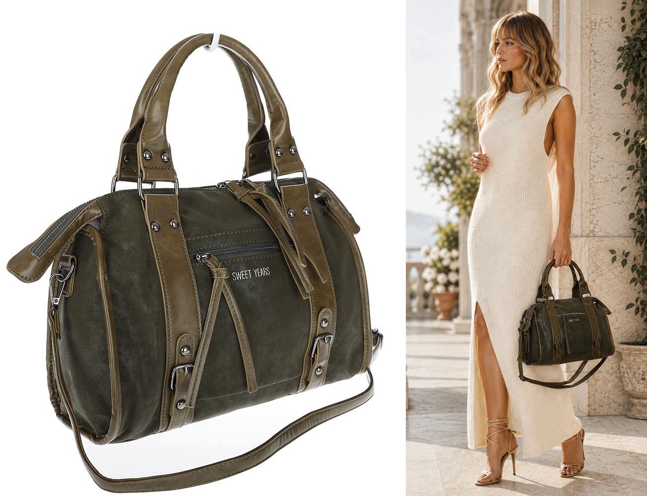 Dámská shopper kabelka kufřík módní taška do školy WS518 Zelená