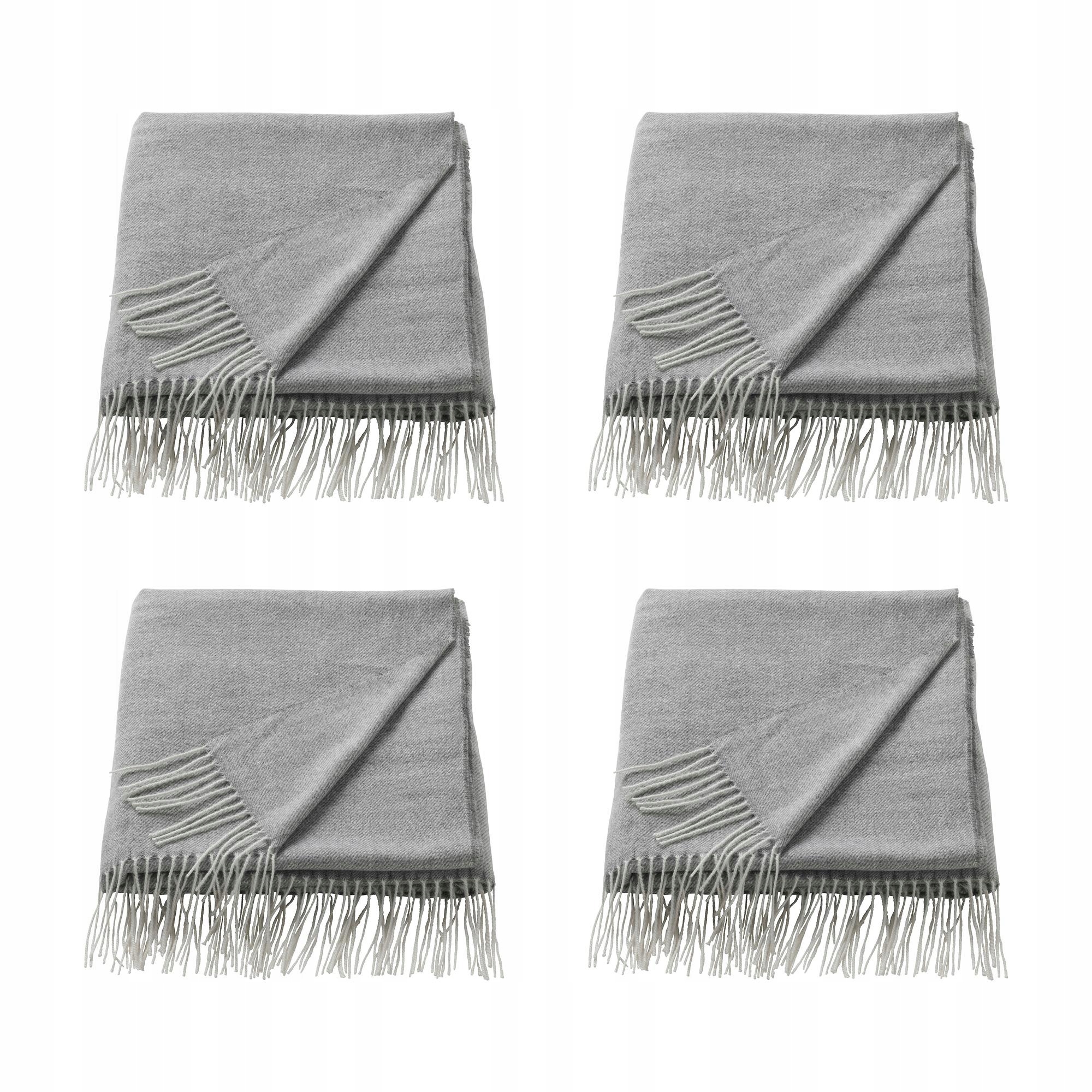 4 ks šedý pléd 120 x 160 cm měkký s třásněmi Holmvi