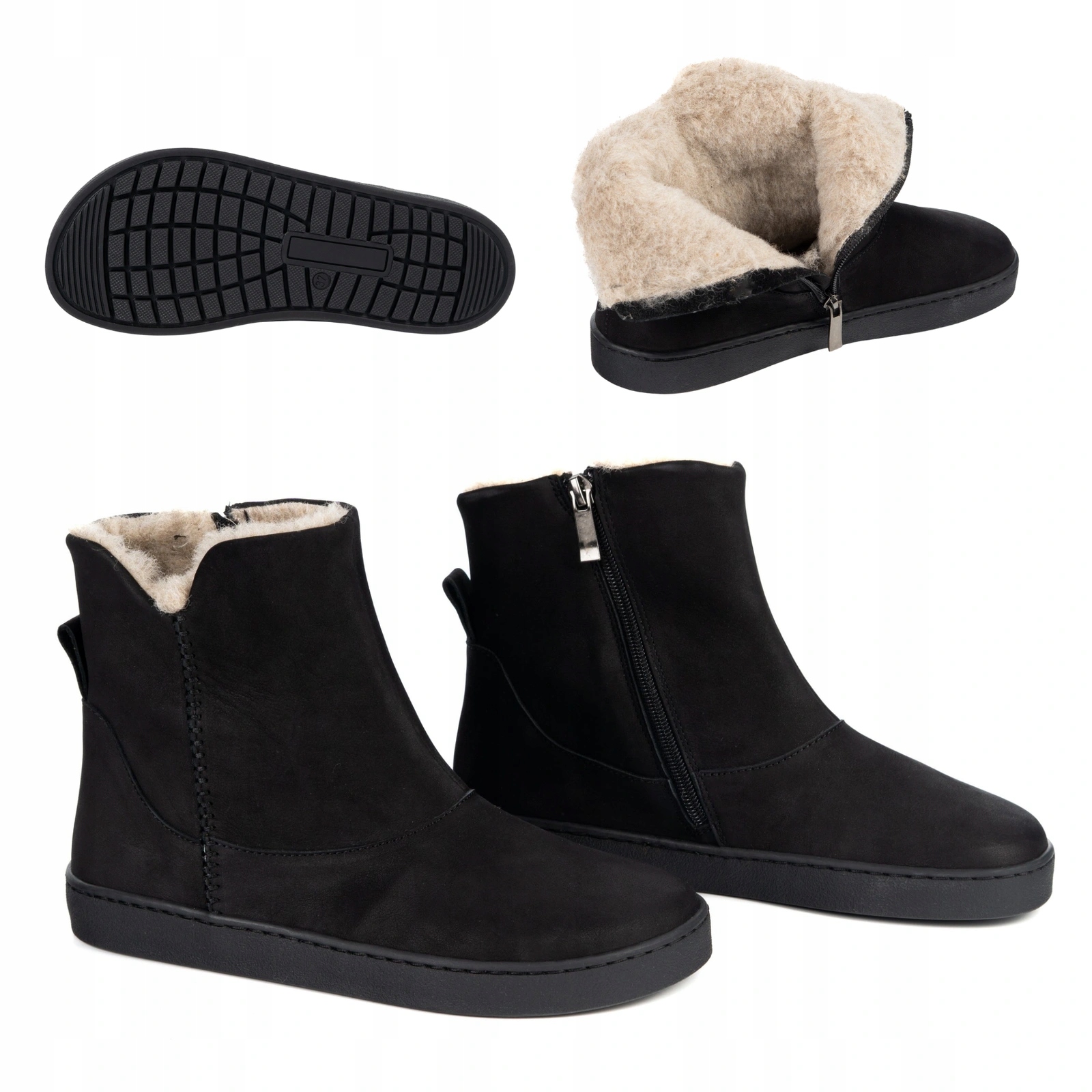 Barefoot Olivier Marisol dámské kotníkové boty z přírodní merino kůže černé 40