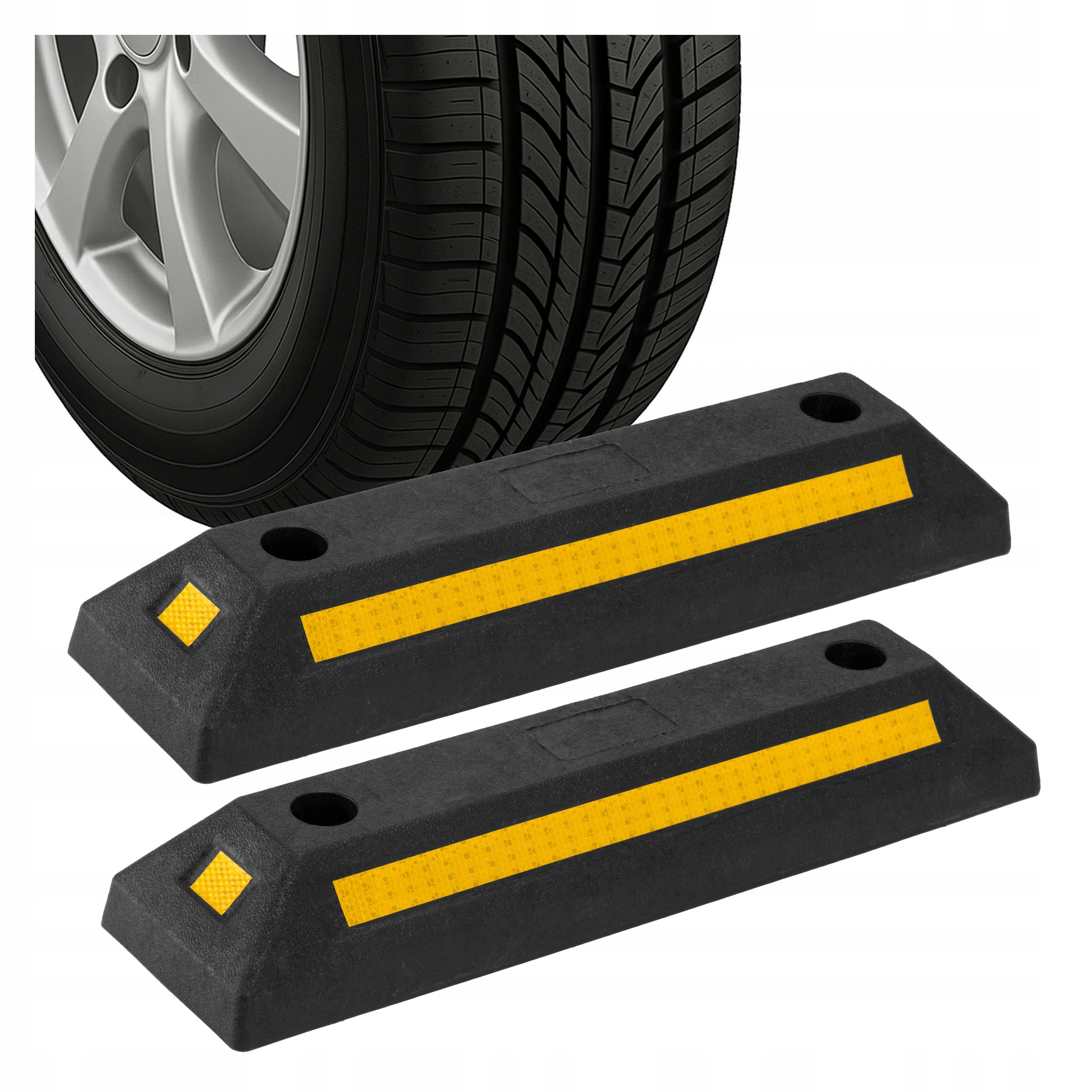 Blokada Parkingowa Mocny Ogranicznik Parkingowy Separator Gumowy 55 cm 2szt