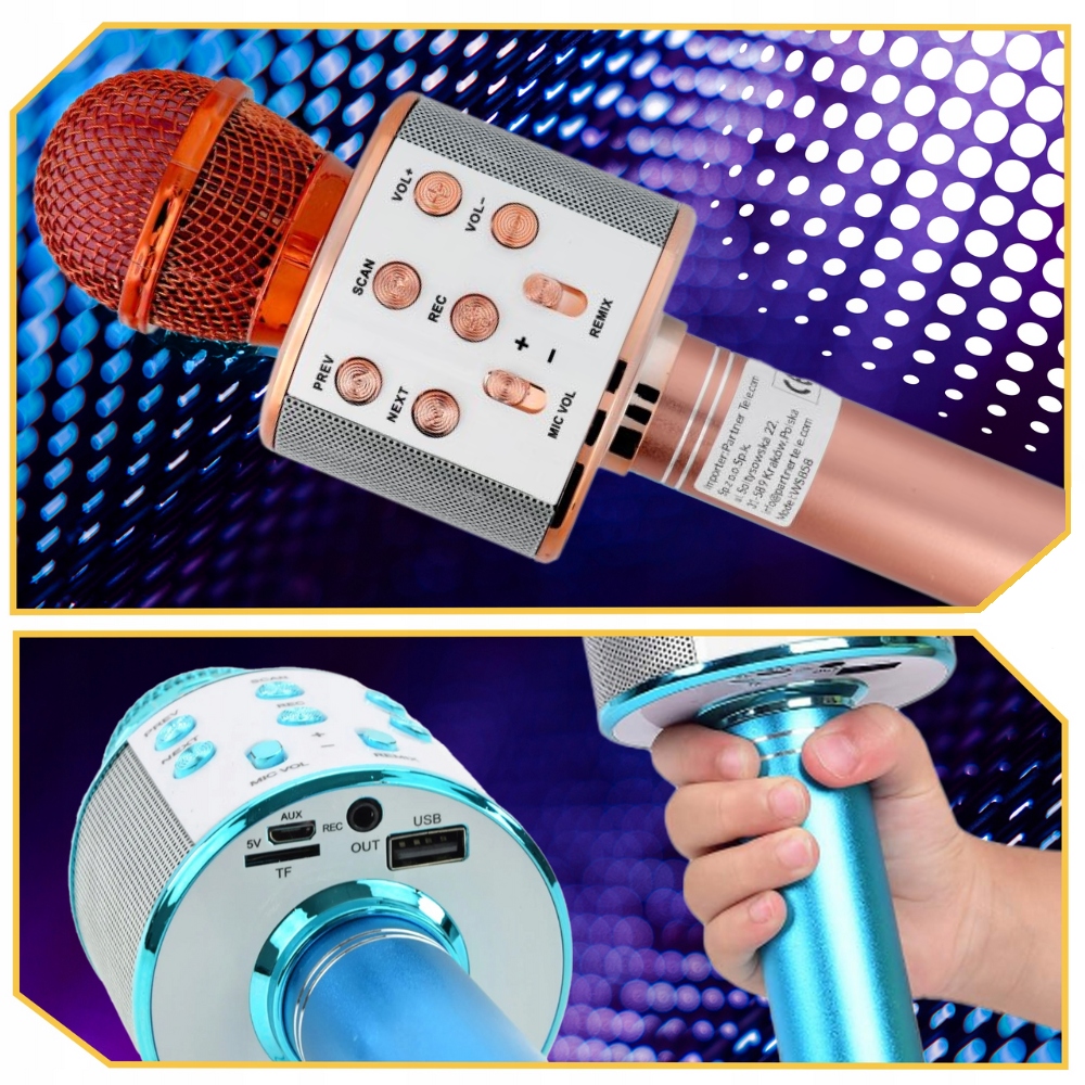 Mikrofon KARAOKE dla dzieci bezprzewodowy z głośnikiem DZIEŃ DZIECKA Model CR58