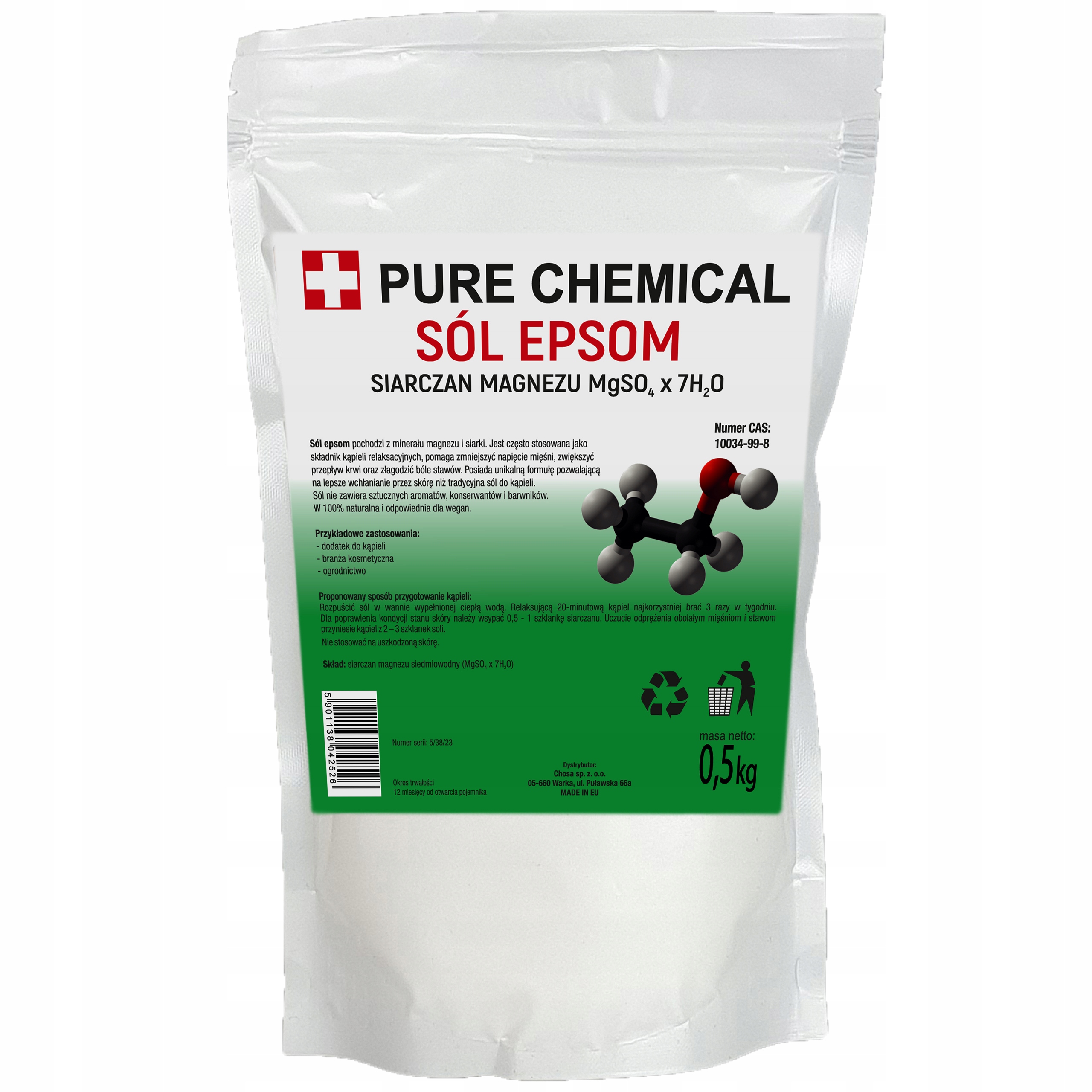 

Sól Epsom Do Kąpieli Siarczan Magnezu Gorzka 0,5kg