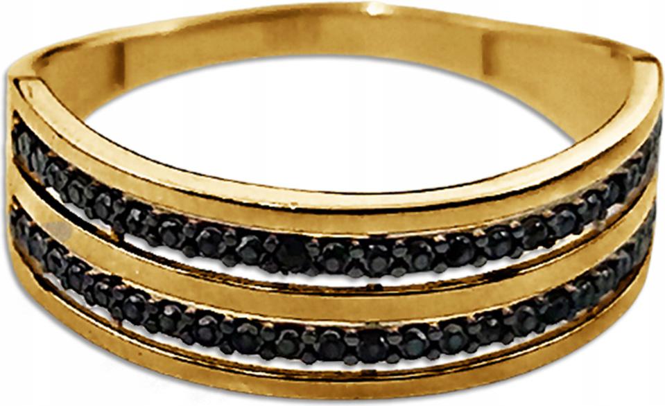 Zlatý prstýnek 585 široký s zirkony 22 r, jedinečný vzor dárek