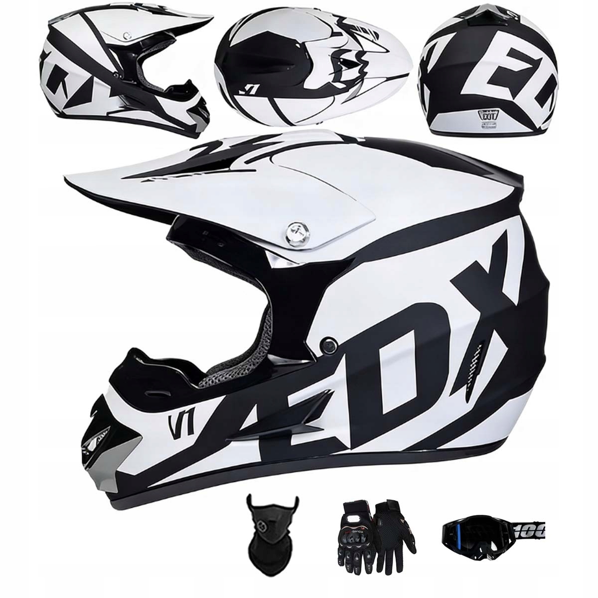 Motocyklová Přilba Lehká Enduro Quada Brýle Rukavice Maska XL
