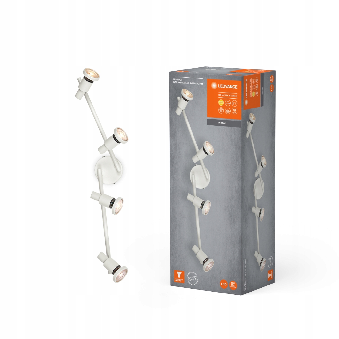 Ledvance Led Spot GU10 4 x 3,4W, 920lm, weiß, 2.700K Barva teploty, warmwe