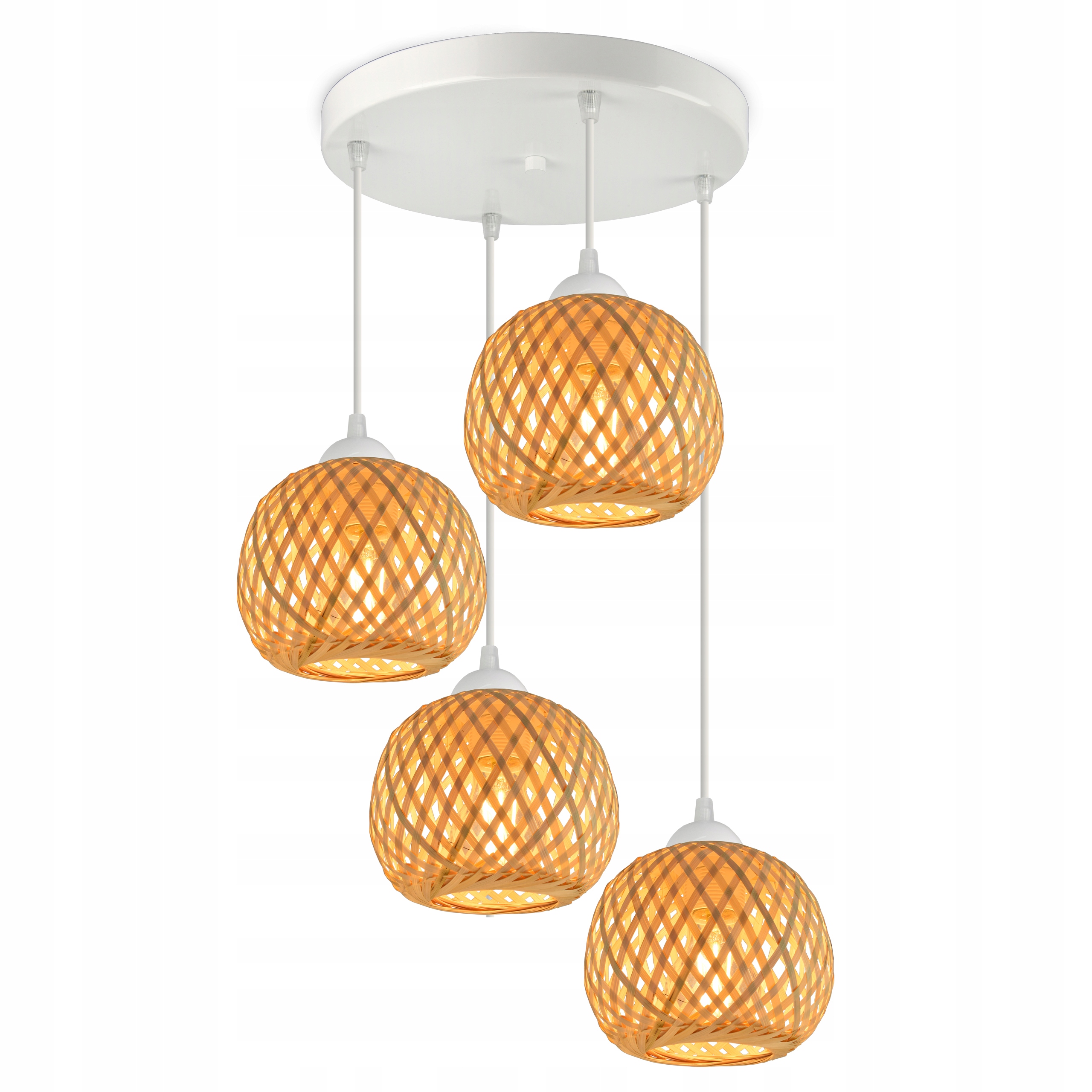 Závěsné Stropní Svítidlo Bambusová pletená Boho Přírodní 583-EZ4 Led Bílá
