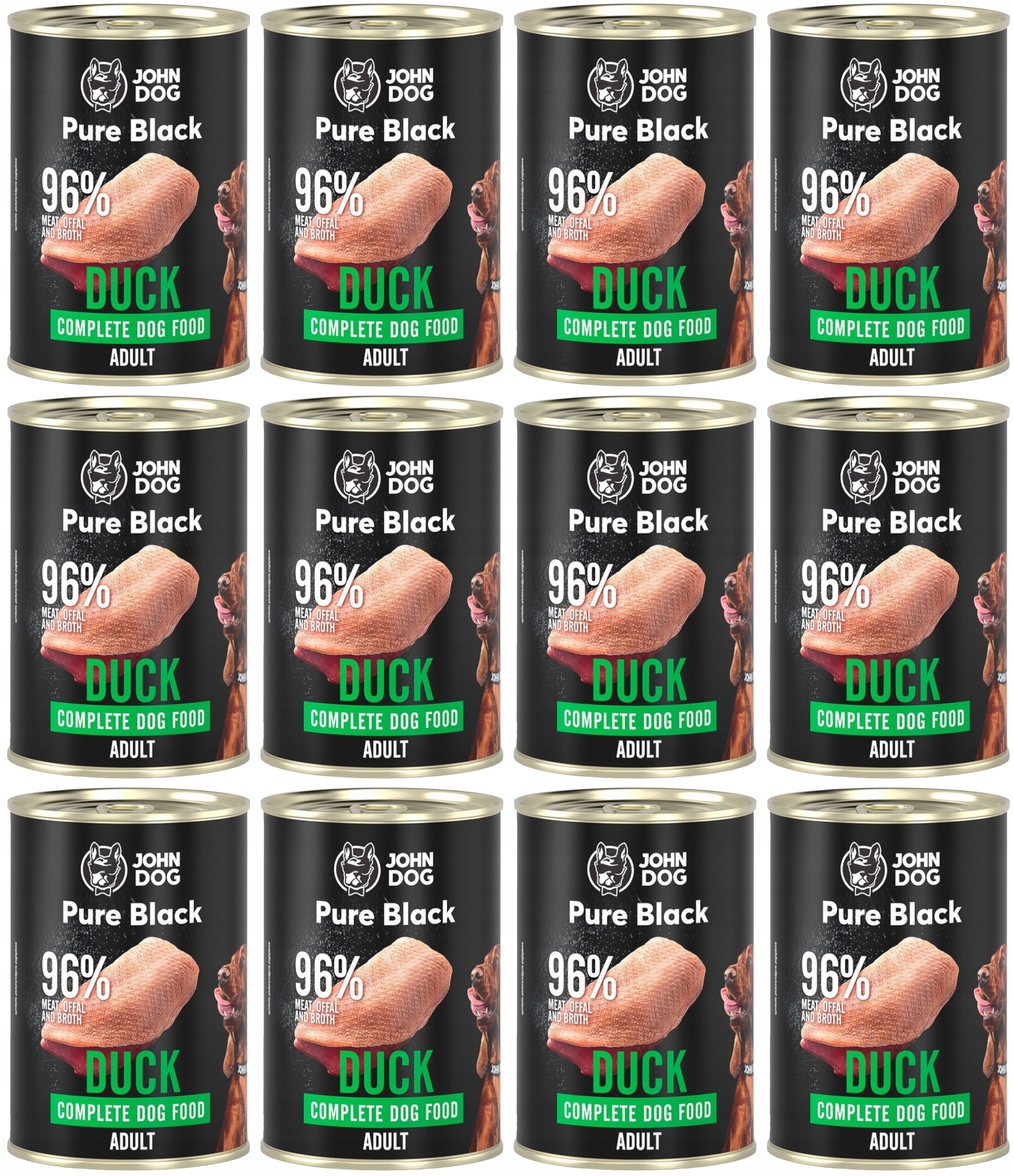 John Dog Pure Black Adult Duck 12 x 400 g
