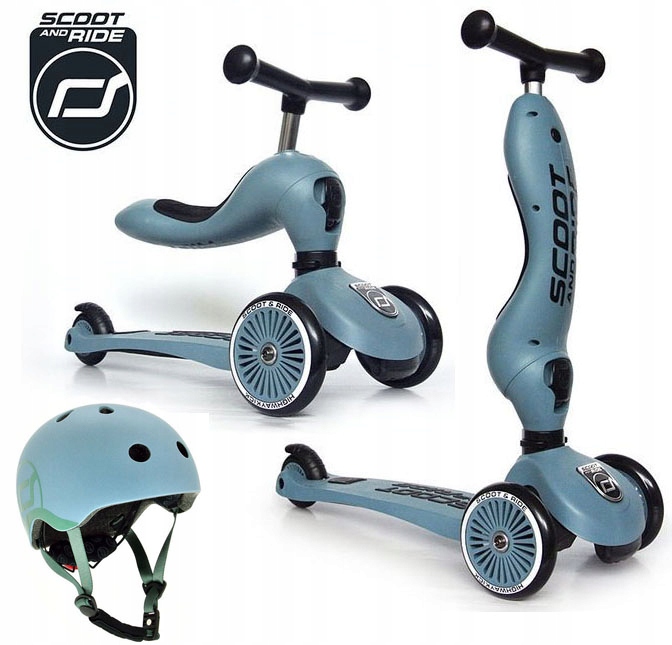 Hulajnoga Trójkołowa Scoot & Ride 2w1 Kask Steel