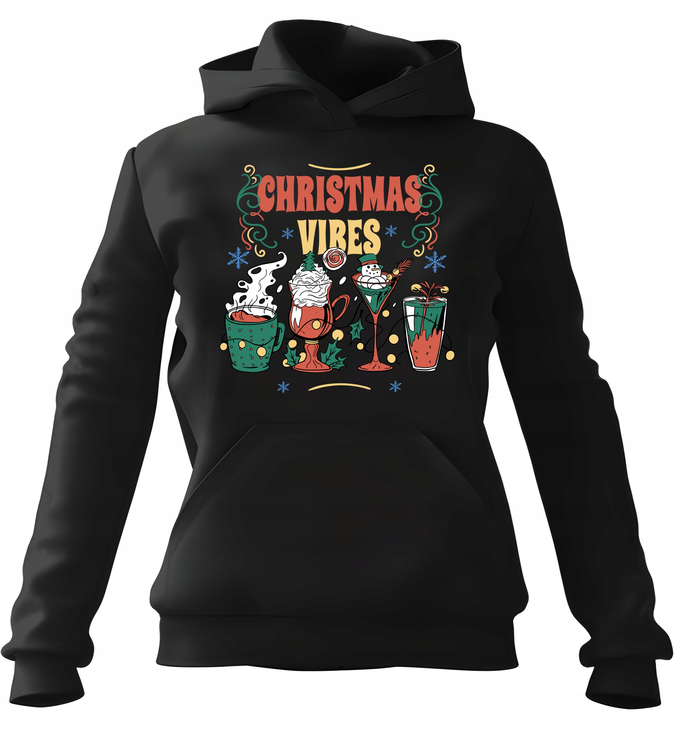 pánská mikina s kapucí Nápoje Christmas Vibes Černá Xs Pro něj Chlapa Můj