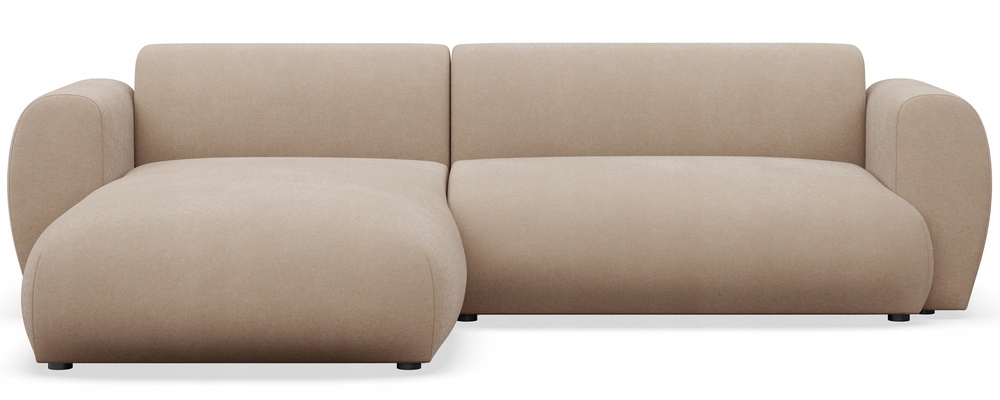 Rohová Sedací Souprava s funkcí spaní Emia levostranná béžová žinylka Easy Clean