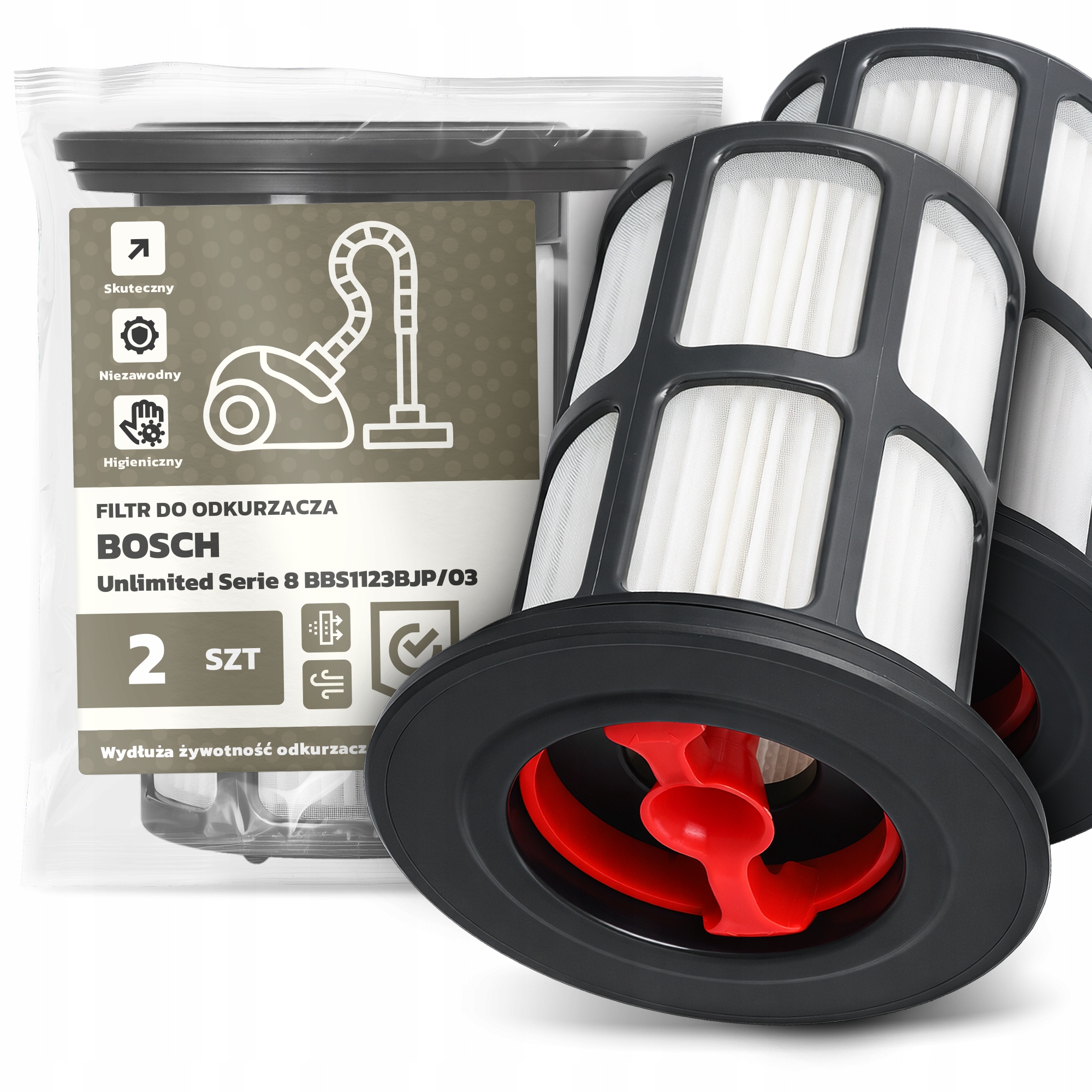 2x Filtr Pro Vysavač Bosch Unlimited Serie 8 BBS1123BJP/03 Hepa Filt Em-w