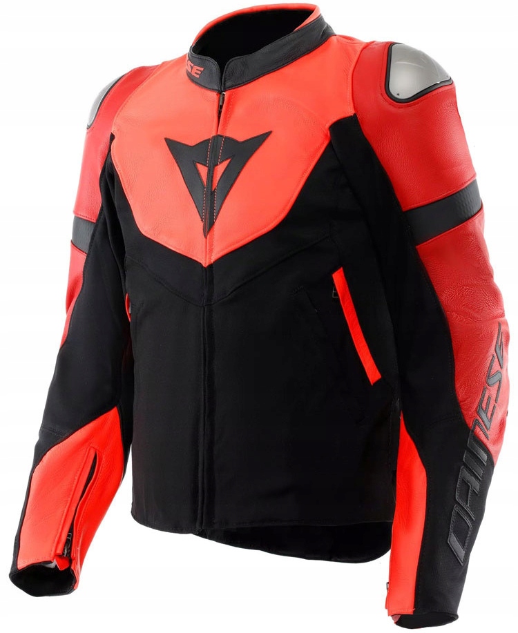 Dainese Iperattiva Fluo Red Black Pánska Kožená Motocyklová Bunda