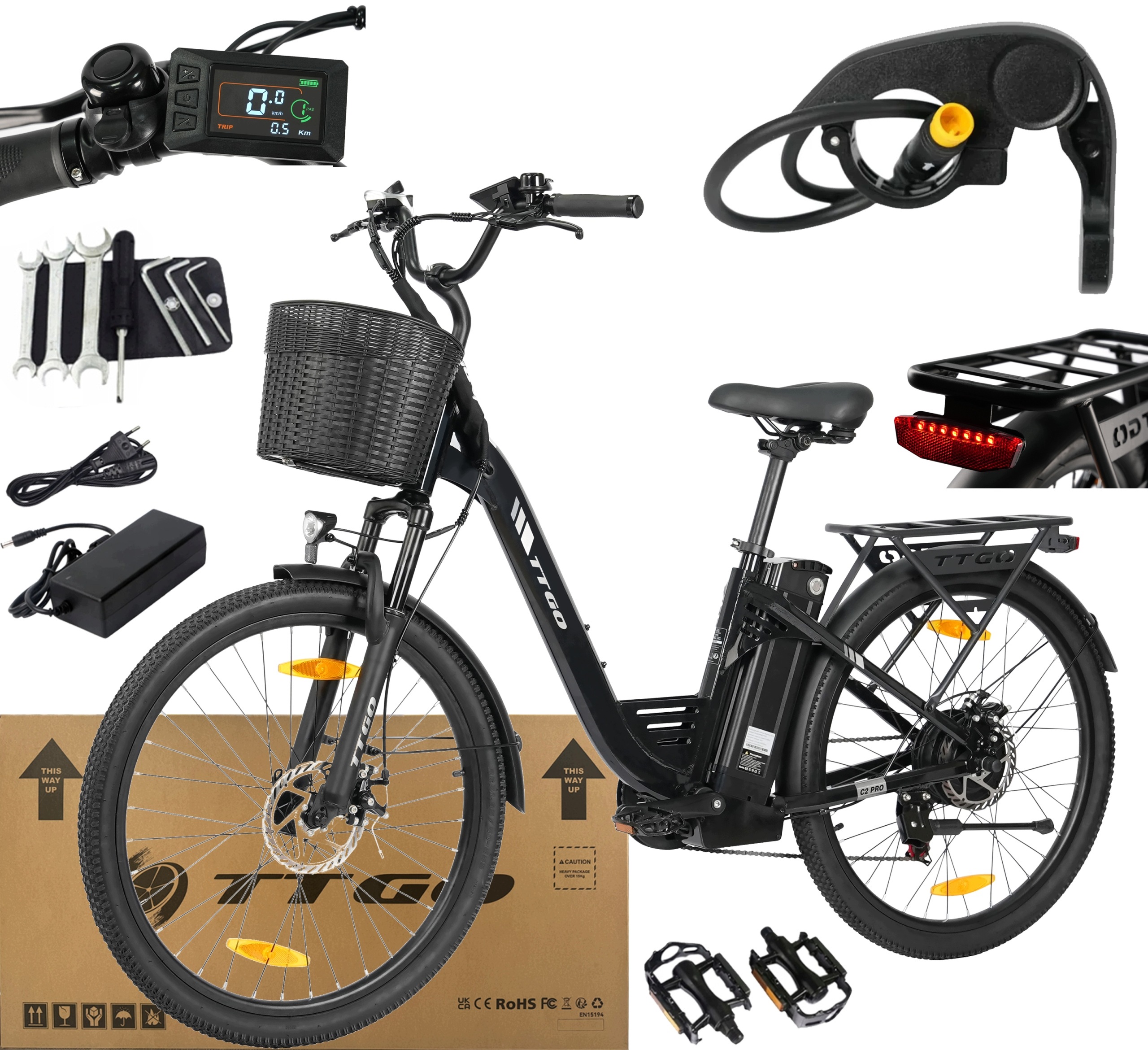 Elektrokolo Ttgo C2 Pro 250W 25KM/H 18AH 120KM palcová klapka
