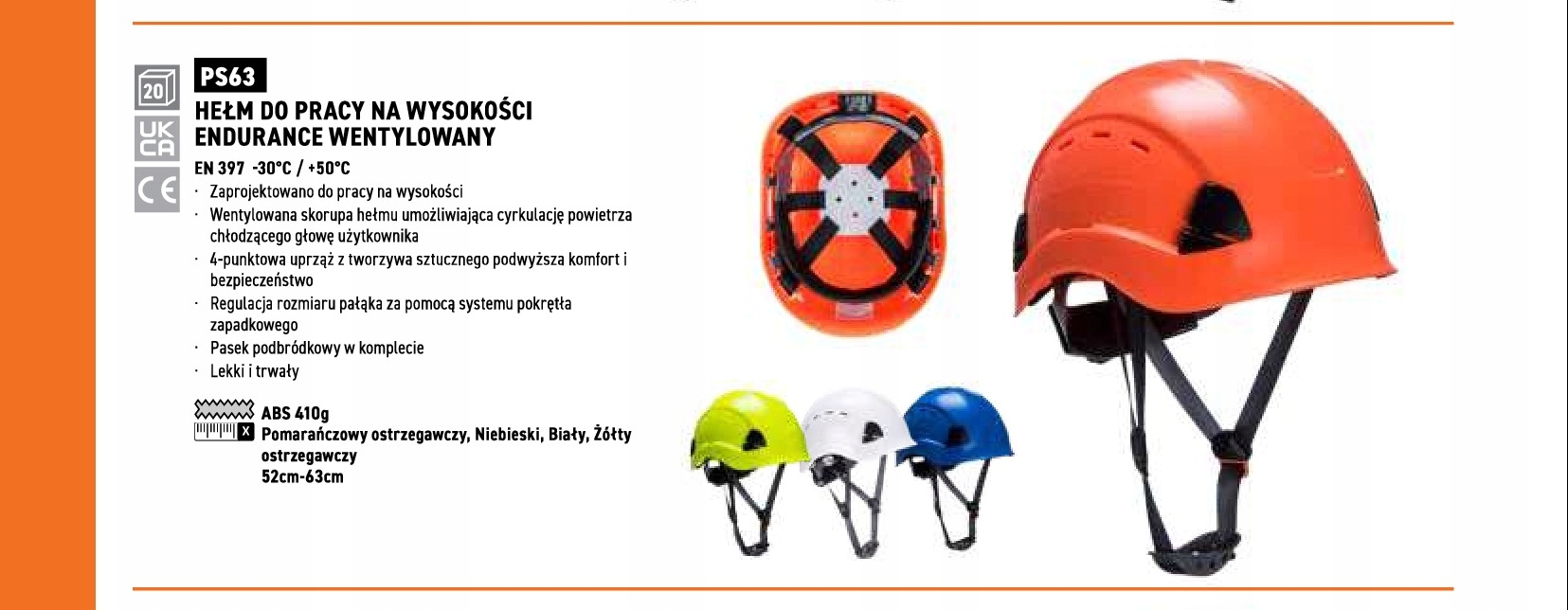PORTWEST HEŁM KASK DO PRACY NA WYSOKOŚCI ŻÓŁTY Marka Portwest
