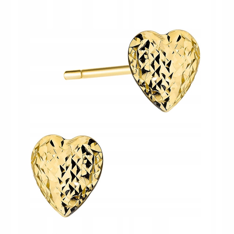 Krásné Zlaté Náušnice pr. 585 Diamantová Srdíčka