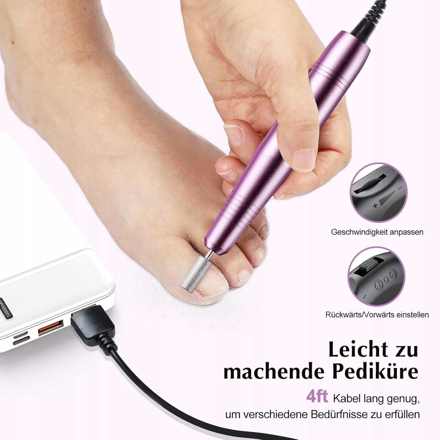 COSLUS Elektryczna Frezarka Do Paznokci 20000 RPM Regulowana Prędkość — miniatura 6