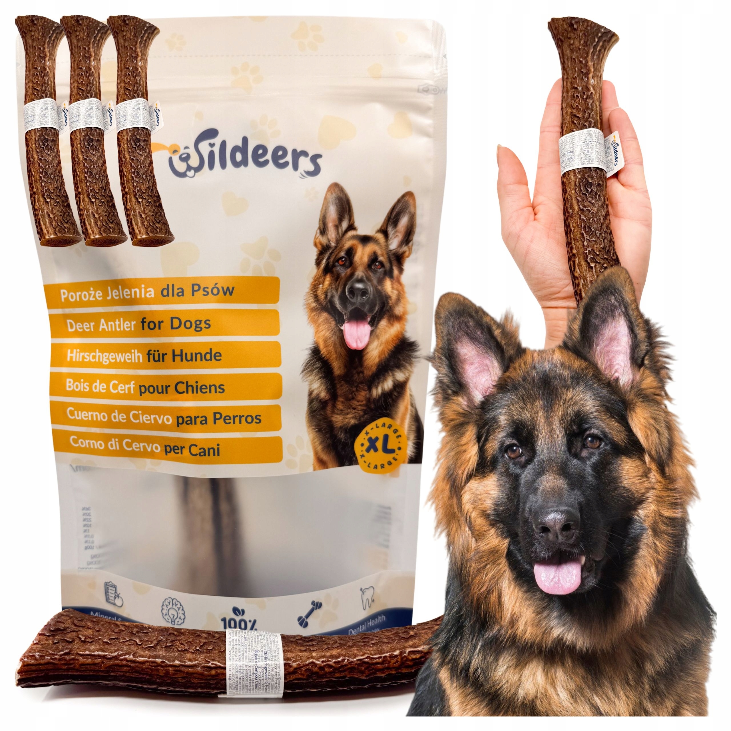 Jelení parohy pro psa Premium Tvrdé zdravé a výživné kousátko 3 ks Hard