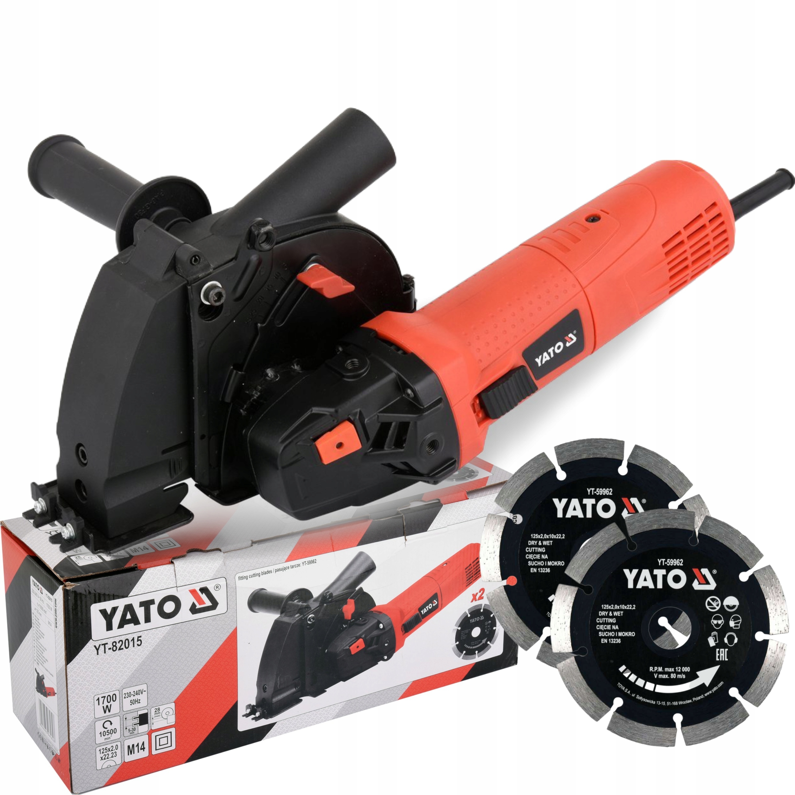 

Yato Bruzdownica 1700W 125MM 2 Tarcze Diamentowe
