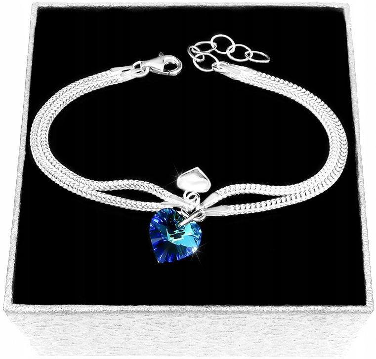 Bransoletka Srebrna Serduszko Serce Swarovski Srebro Próby 925