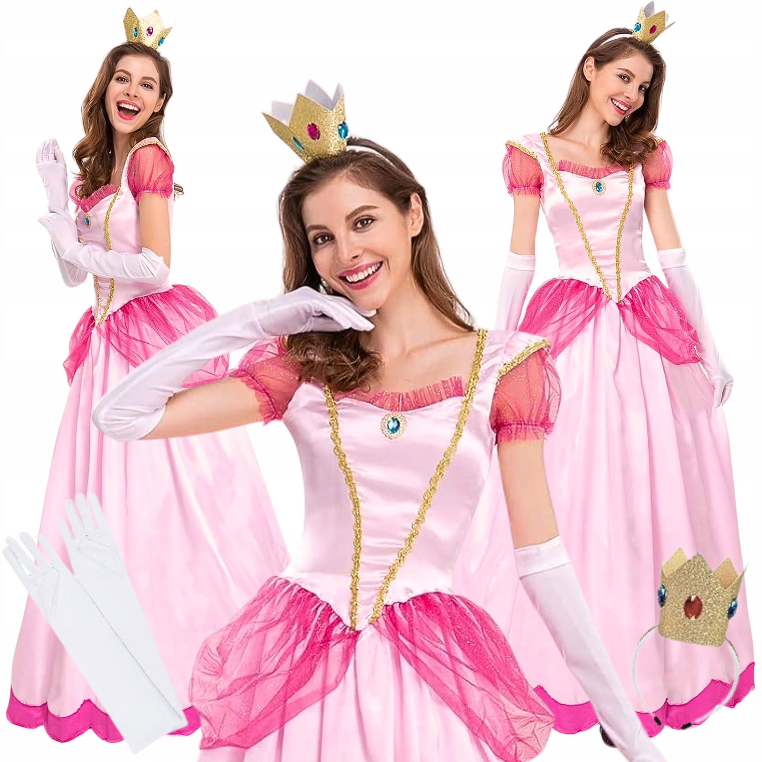 Šaty Peach Mario Princezna Kostým Převlek Karneval L XL 182 188