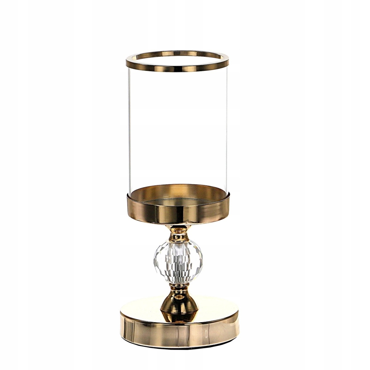 

Świecznik Glamour Lampion Chrom Kryształ złoty