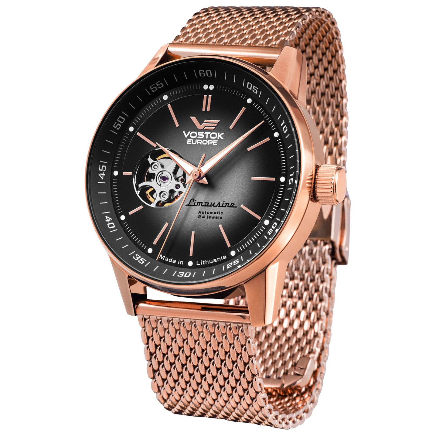Pánské Hodinky Vostok Europe NH38A-560B682B růžový zlatý náramek