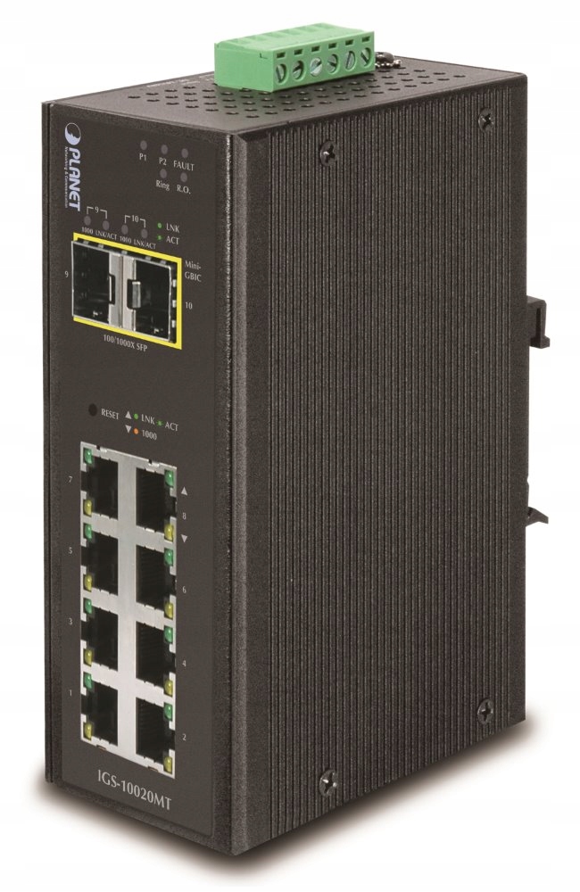 Planet IGS-10020MT Priemyselný Switch 8x 10/100/1000 2x 100/1000 Sfp, Man