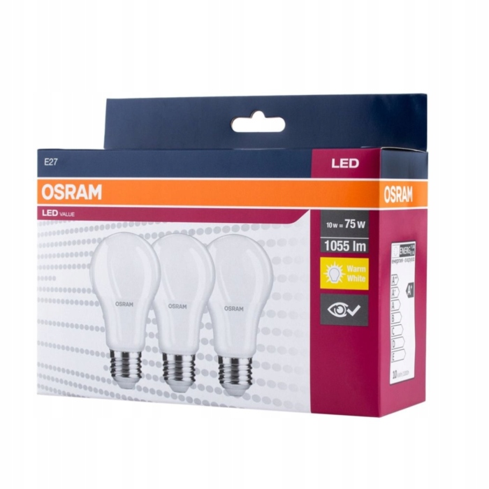 

3x Żarówka Led Value E27 10W 827 1060lm Osram