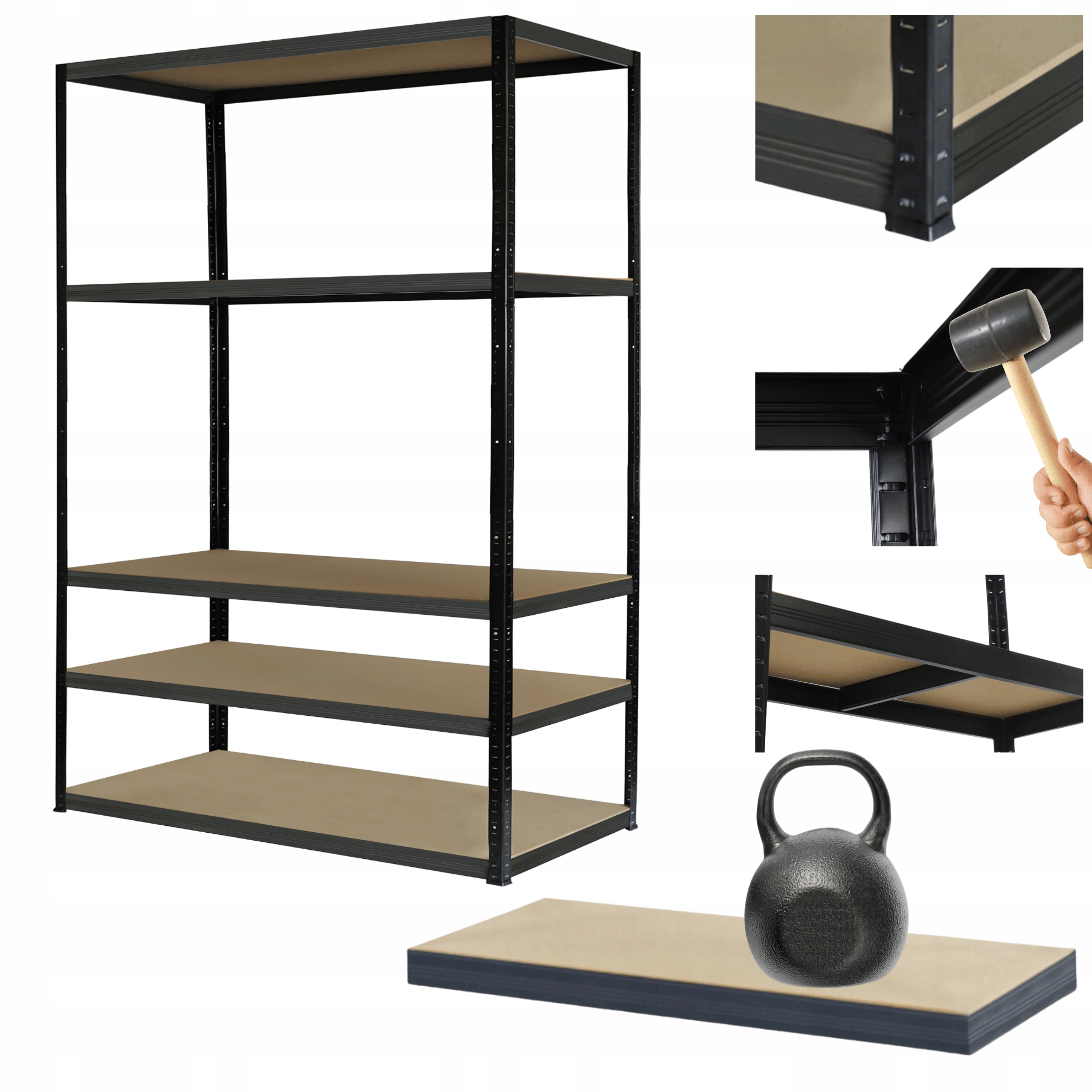 Kovový regál Black Premium stojan Helios 180x110x60 cm 5Px175 kg Trvanlivý