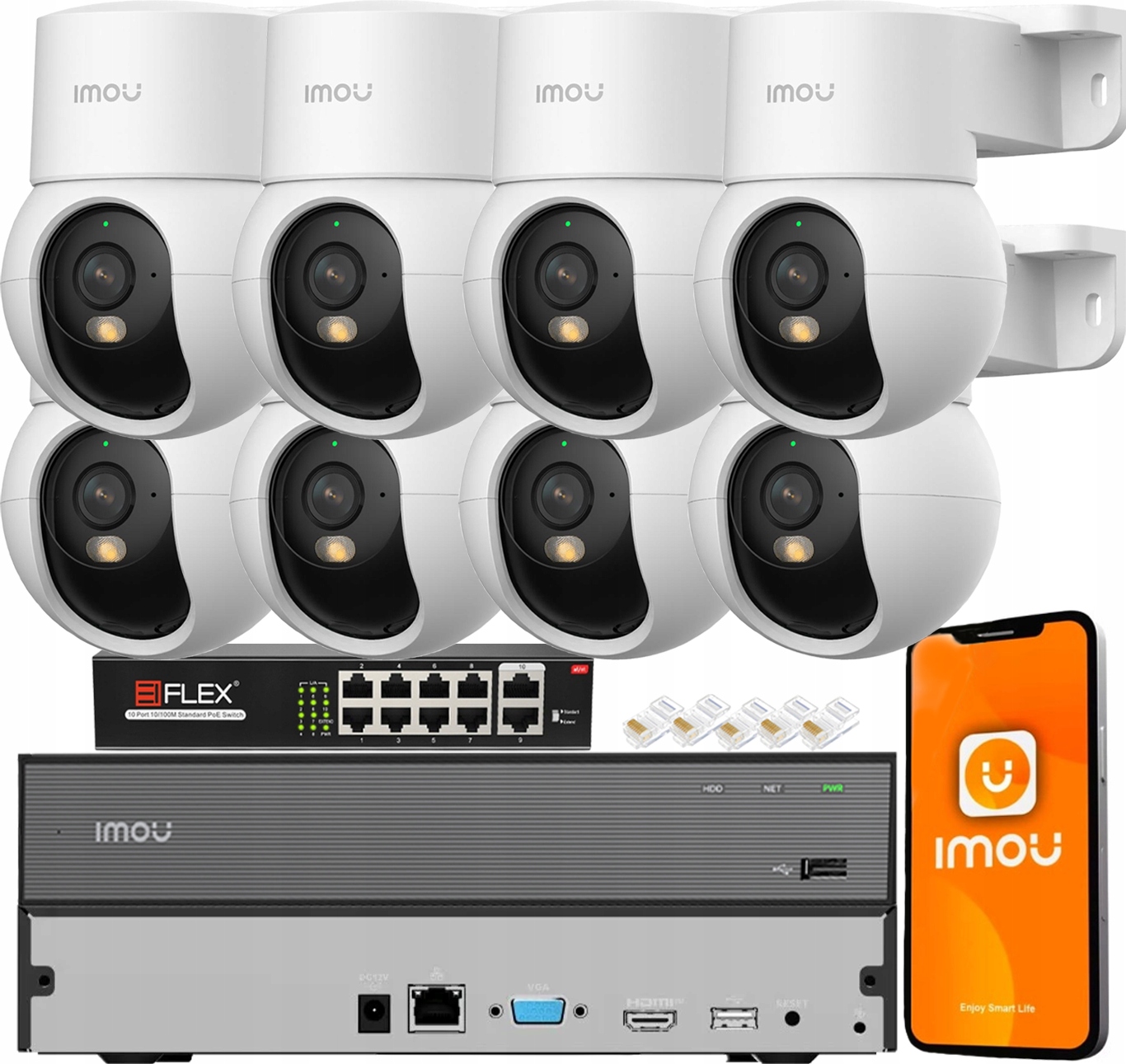 Sada kamier na monitorovanie 10Mpx (5Mpx+5Mpx) 8x IPC-PS2M-5R1 Imou Audio Led