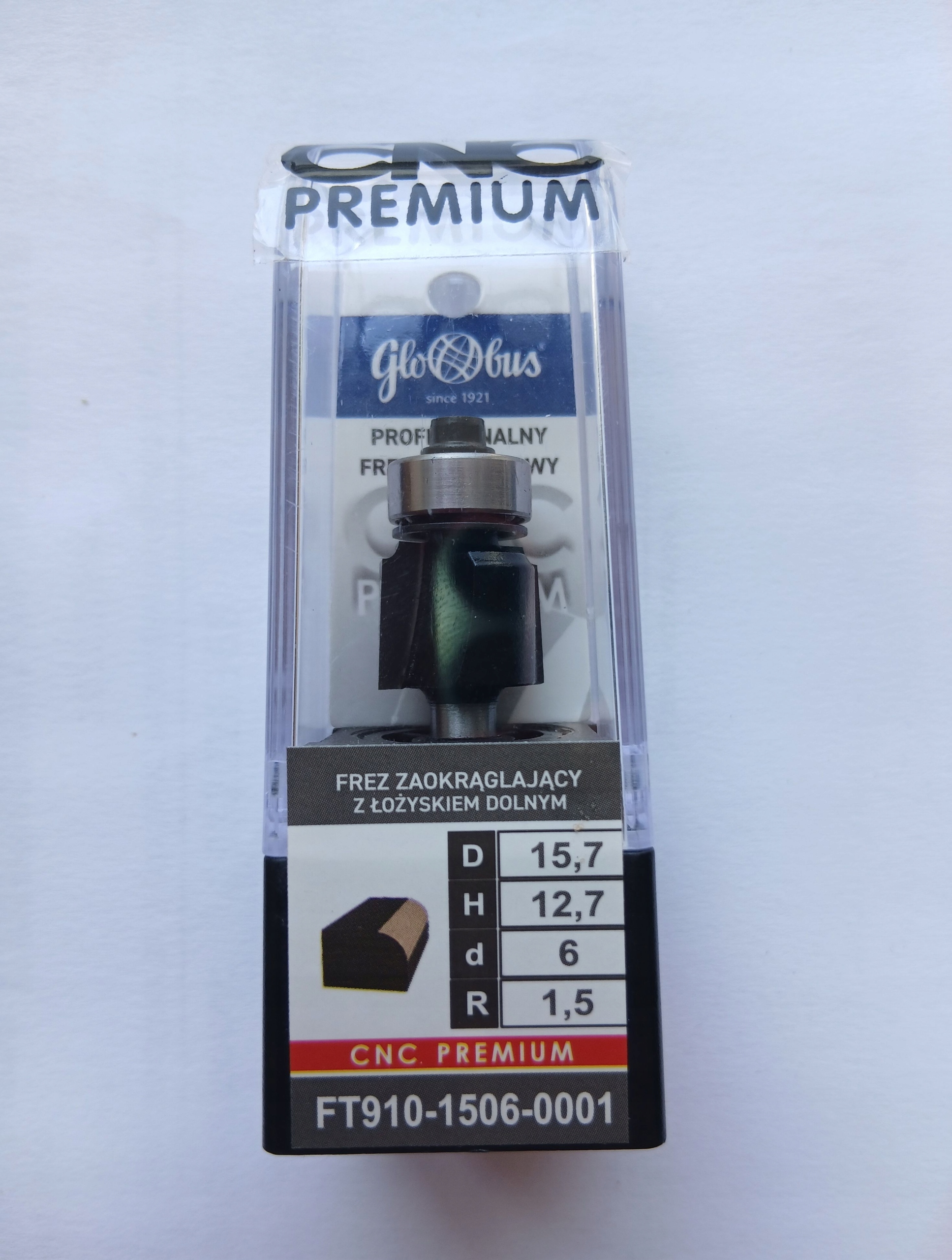 Zaoblovací fréza s Cnc spodním ložiskem Premium d=6 R=1,5 Globus