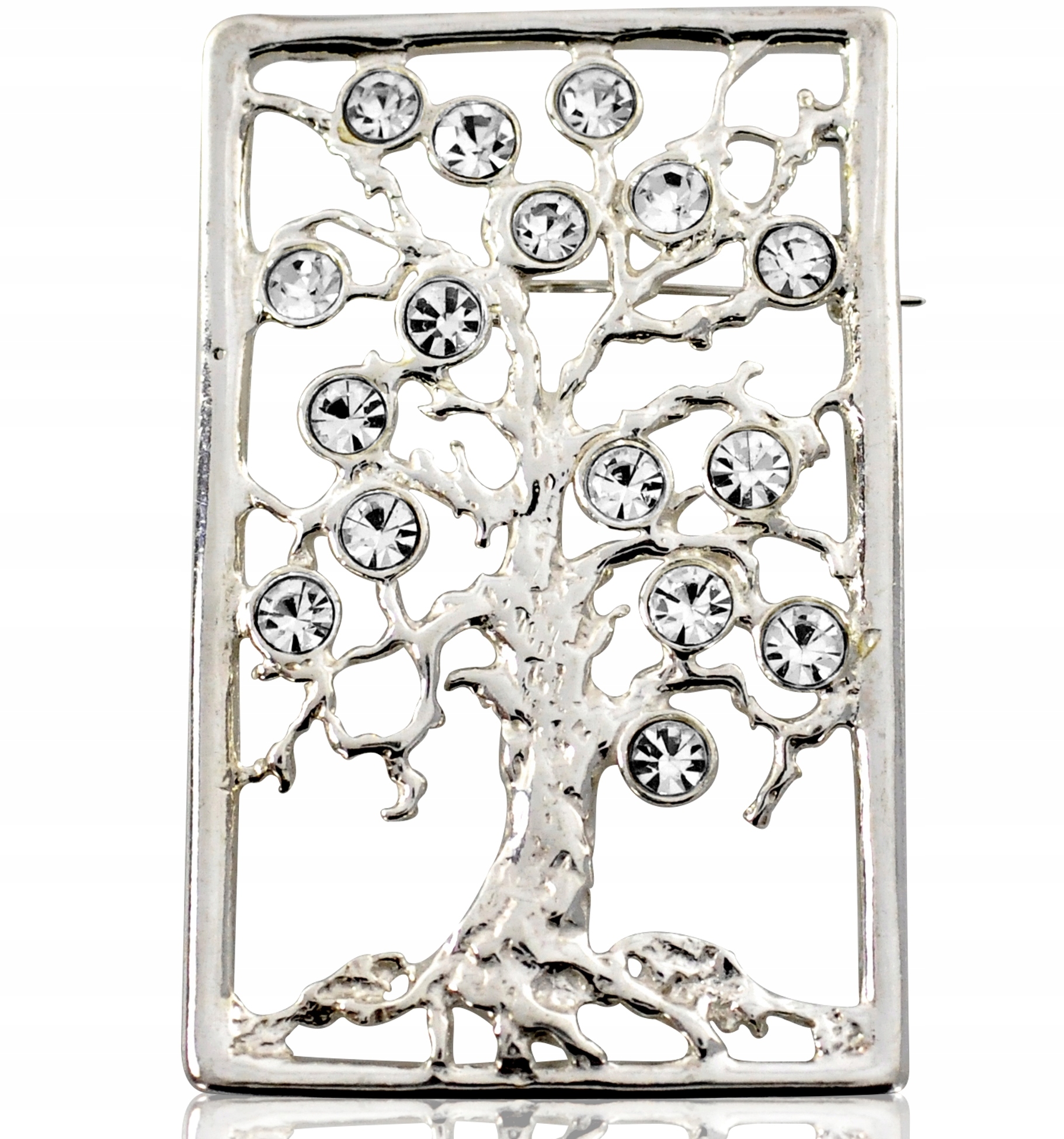 Obdélníková Stříbrná Brož Ažurové Dřevo Ryzost 925