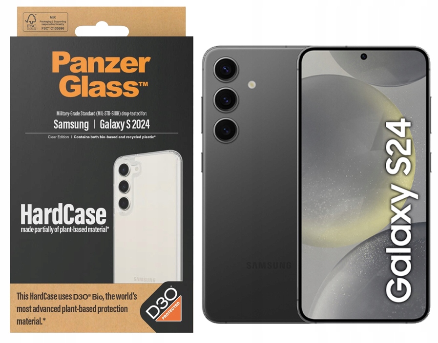 Pouzdro Antibakteriální Panzerglass HardCase pro Samsung Galaxy S24 bezbarvé