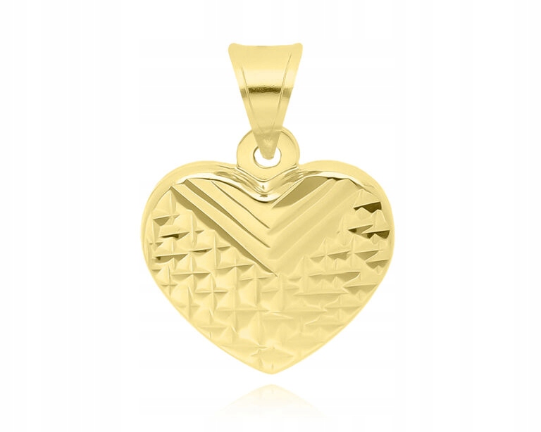 Zlatý přívěsek 585 Srdce Gravírování Dámský diamantovaný oboustranný